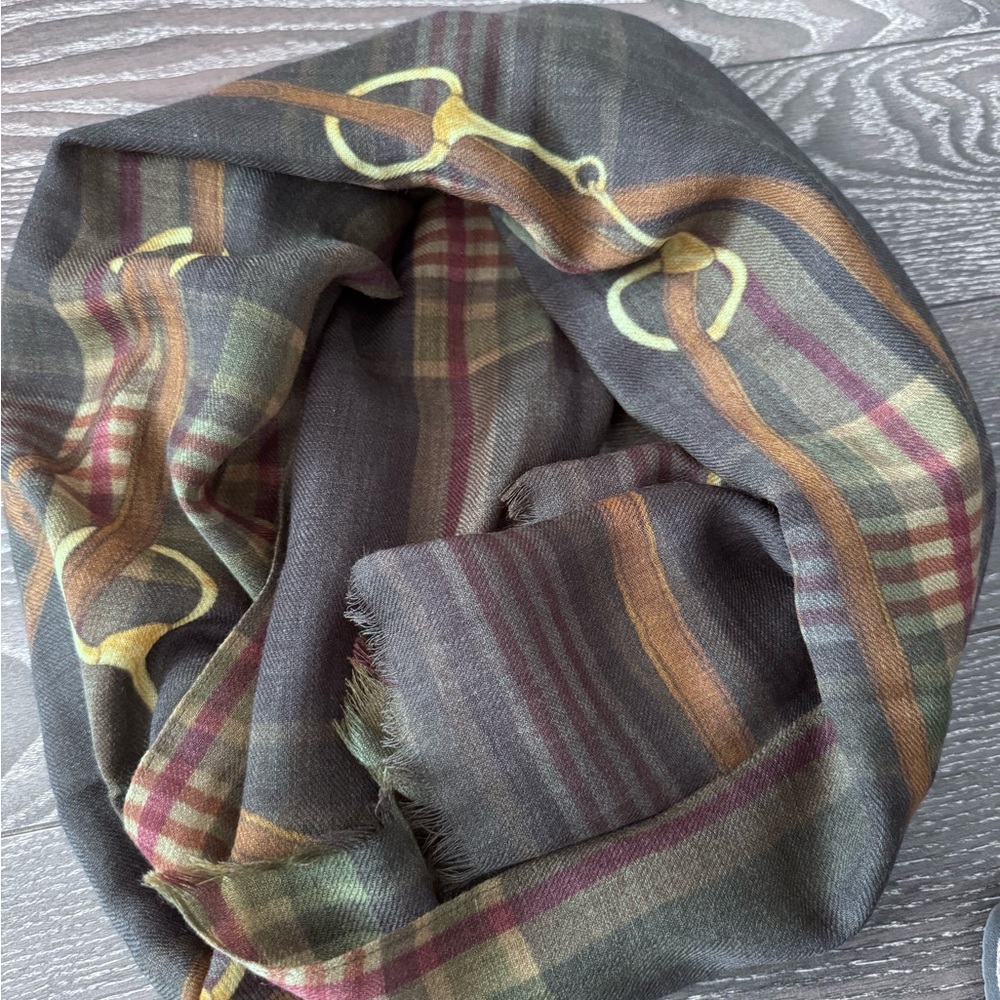 Ralph Lauren fine equestrian theme wool scarf